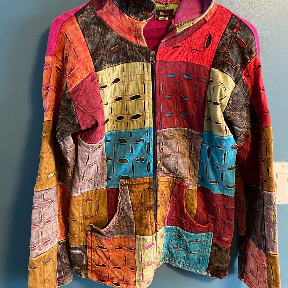 Cotton jacket - patchwork jacket - hippie hoodie